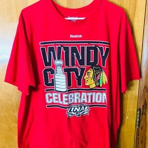 Reebok NHL 2015 Stanley Cup Chicago Blackhawks Championship T-Shirt Men’s XL